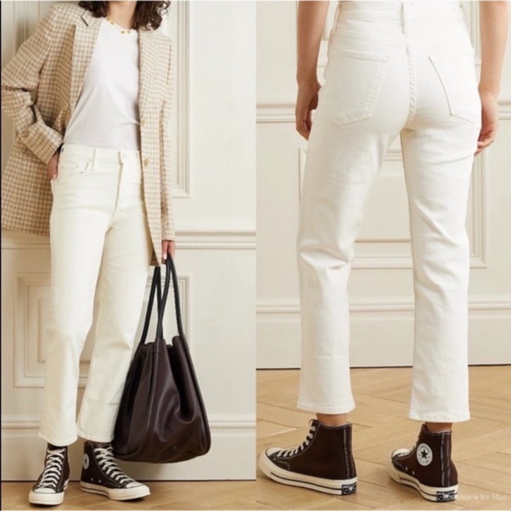 MOTHER tomcat ankle fray jeans cream puff